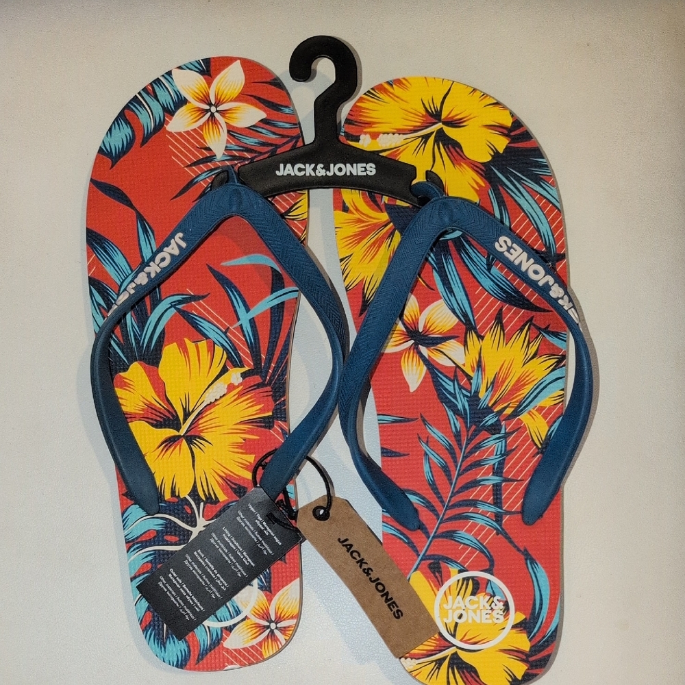 Jack & Jones Tropical Print Flip Flops